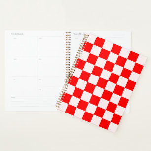 Red and White Chequered Pattern Planner