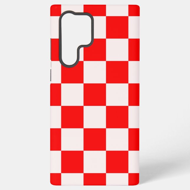 Red and White Chequered Pattern  Samsung Galaxy S22 Ultra Case (Back)