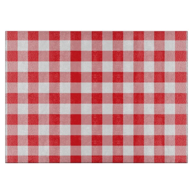 Red and White Chequered Stripes Cutting Board (Front)