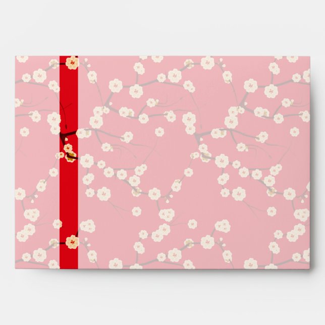 Red and White Cherry Blossoms Envelope (Front)