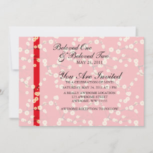 Red and White Cherry Blossoms Invitation