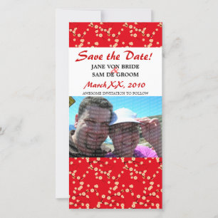 Red and White Cherry Blossoms Save The Date