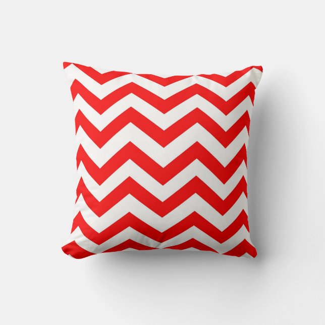 Red and White Chevron Cushion (Front)