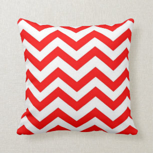 Red and White Chevron Cushion