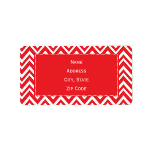Red and White Chevron Pattern Label