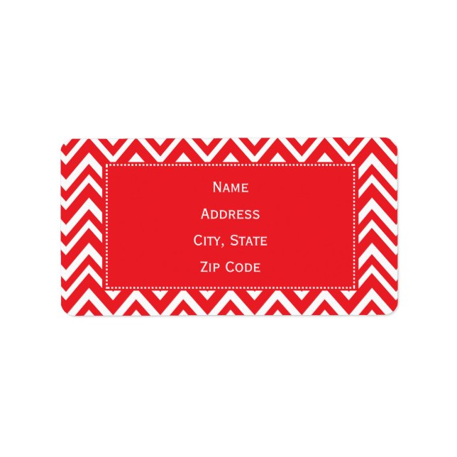 Red and White Chevron Pattern Label (Front)