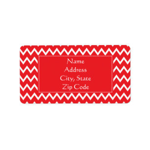 Red and White Chevron Pattern Label