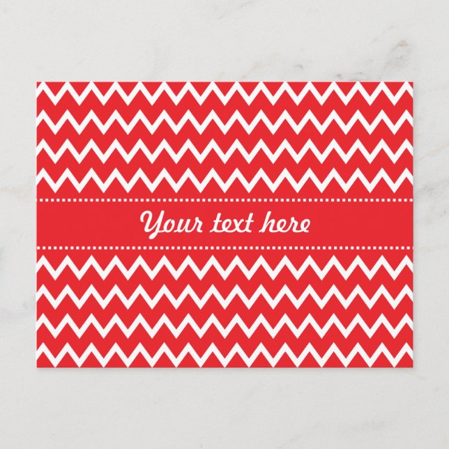 Red and White Chevron Pattern Postcard (Front)
