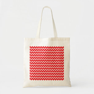 Red and White Chevron Pattern Tote Bag