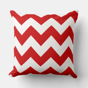 Red and White Chevron Zigzag Pattern Cushion