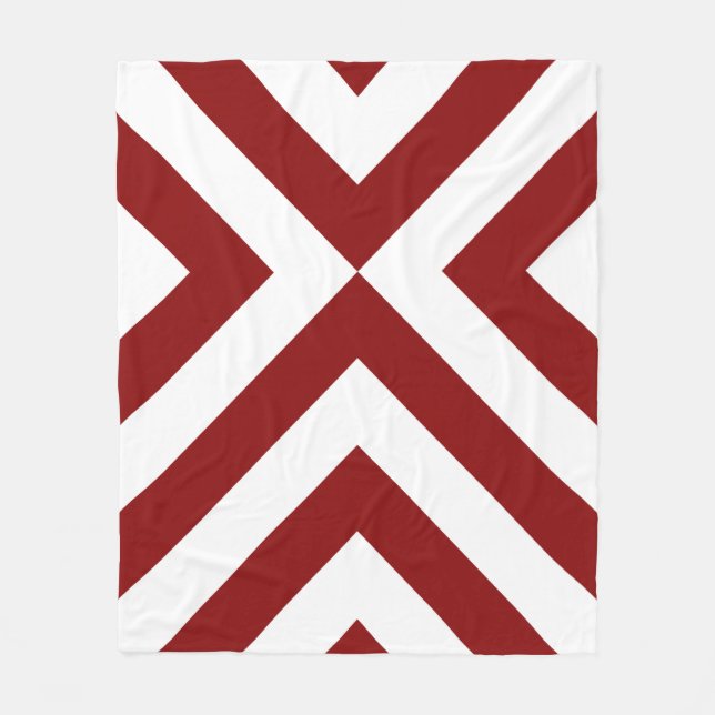 Red and White Chevrons Fleece Blanket (Front)