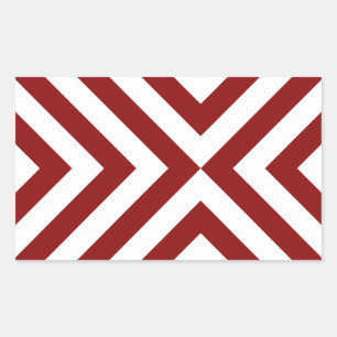 Red and White Chevrons Rectangular Sticker