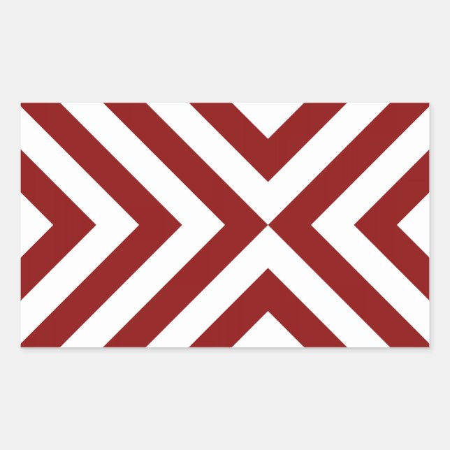 Red and White Chevrons Rectangular Sticker (Front)