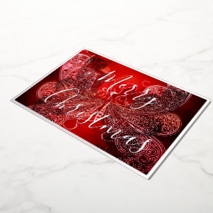 Red and white Christmas butterfly  Foil Holiday Card
