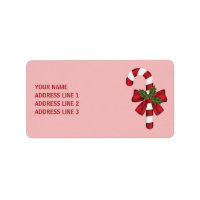 Red And White Christmas Candy Cane And Custom Text
