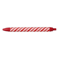 Red and white christmas candy cane striped pen