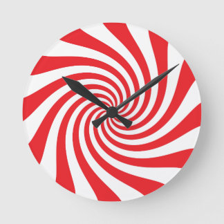 Red and White Christmas Candy Round Clock