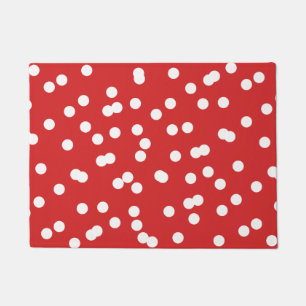 Red and White Christmas Confetti Pattern Doormat