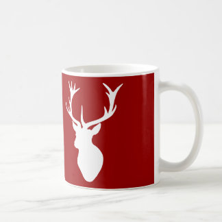 Red and White Christmas Deer Stag Head Coffee Mug