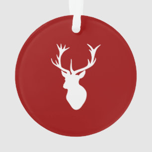 Red and White Christmas Deer Stag Head Ornament