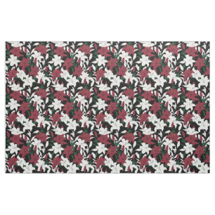 Red and White Christmas Floral Fabric