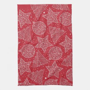 Red and White Christmas Kitchen Towels