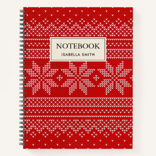 Red and White Christmas knitting pattern Notebook