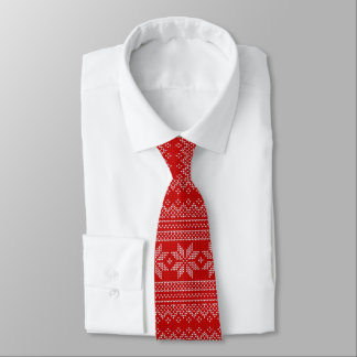 Red and White Christmas knitting pattern Tie
