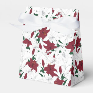 Red and White Christmas Lilies Favour Box