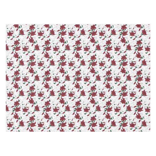 Red and White Christmas Lilies Tablecloth (Front (Horizontal))