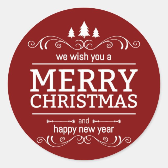 Red And White Christmas New Year Classic Round Sticker (Front)