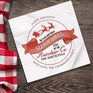 Red and White Christmas Party Custom Napkin
