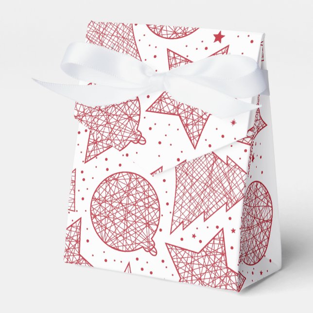 Red and White Christmas Pattern Gift Box (Front Side)