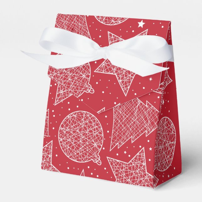 Red and White Christmas Pattern Gift Box (Front Side)