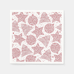 Red and White Christmas Pattern Paper Napkin Set