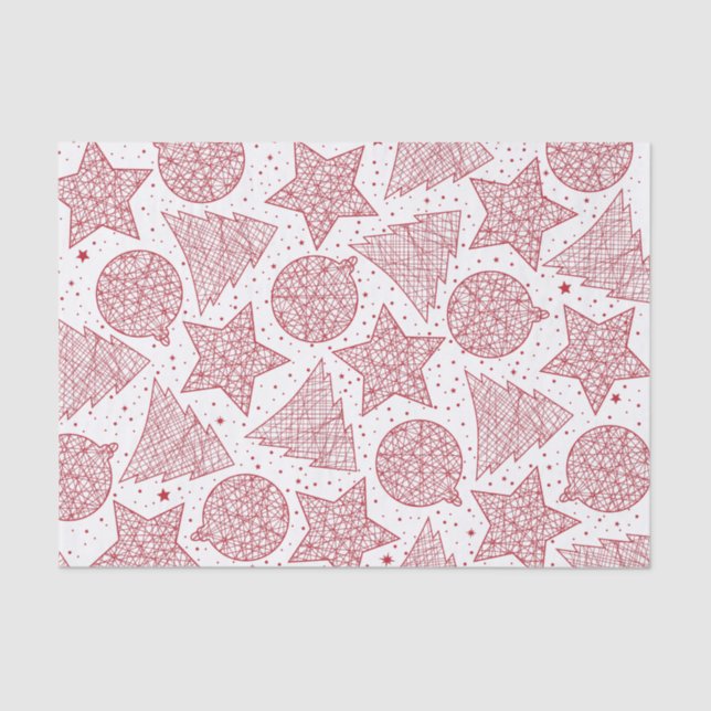Red and White Christmas Pattern Tissue Paper (Front)