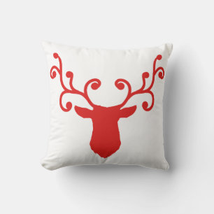 Red and White Christmas Pillow Stag's head
