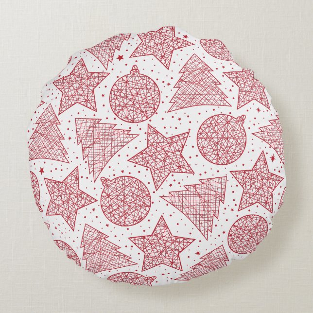 Red and White Christmas Round Pillows (Back)