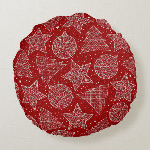 Red and White Christmas Round Pillows