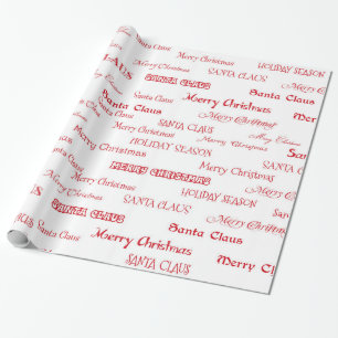 Red and White Christmas Script Wrapping Paper