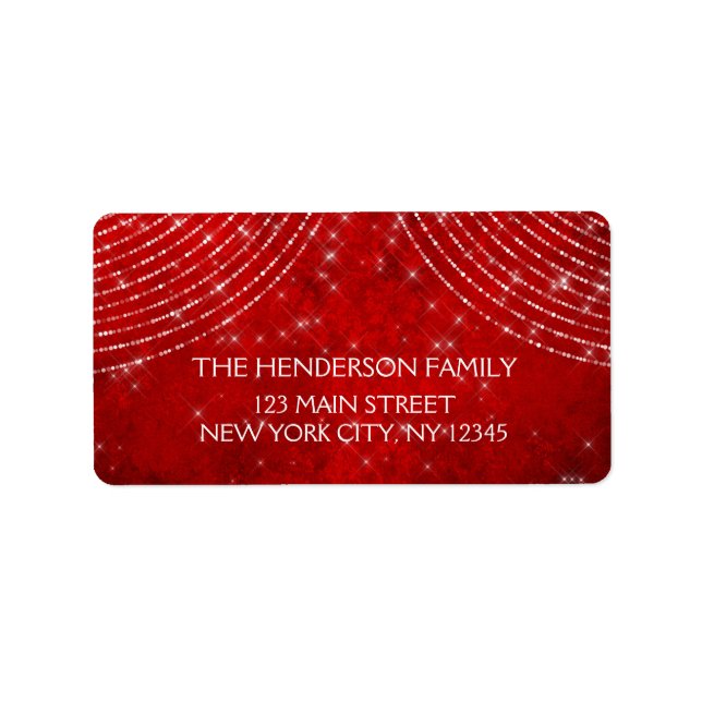 Red and White Christmas Sparkle Lights Label (Front)