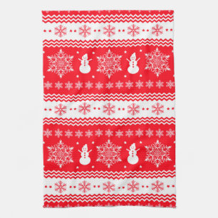 Red and White Christmas Tea Towel