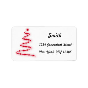 Red and White Christmas Tree Return Address Label
