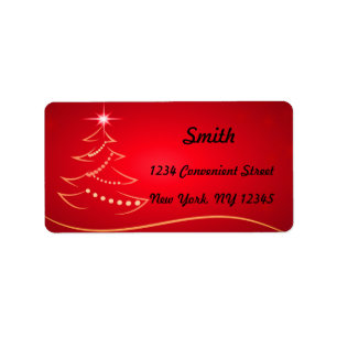 Red and White Christmas Tree Return Address Label