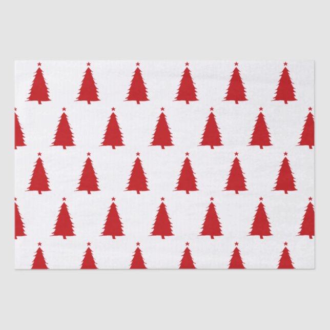 Red and White Christmas Tree Tissue Paper (Front)