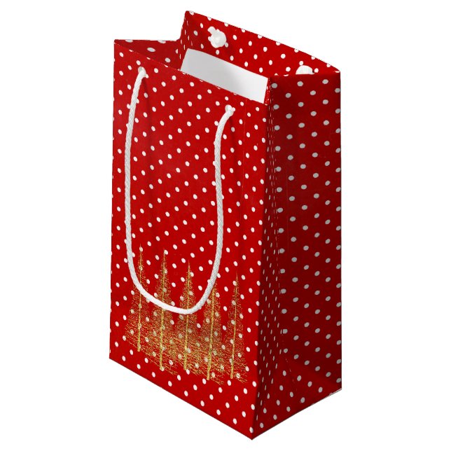 Red and White Christmas Trees Gift Bag (Front Angled)
