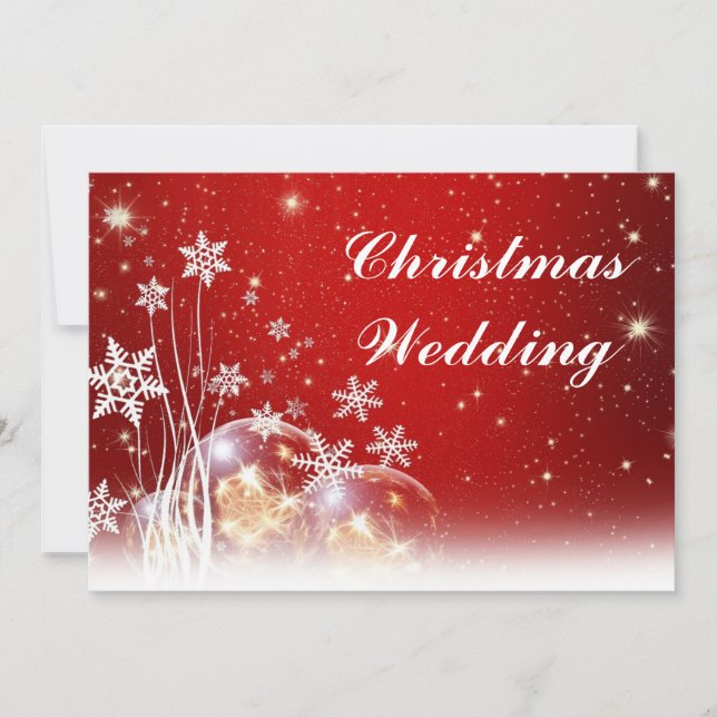 Red and White Christmas Wedding Invitation (Front)