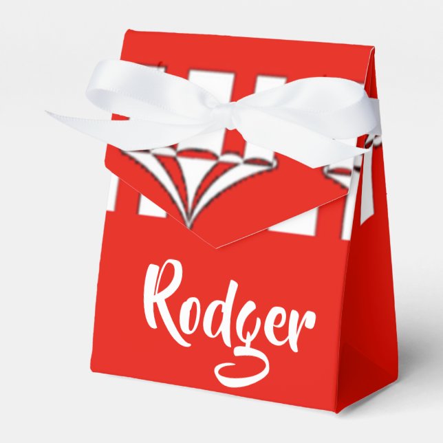 Red and white circus tents favour box (Front Side)