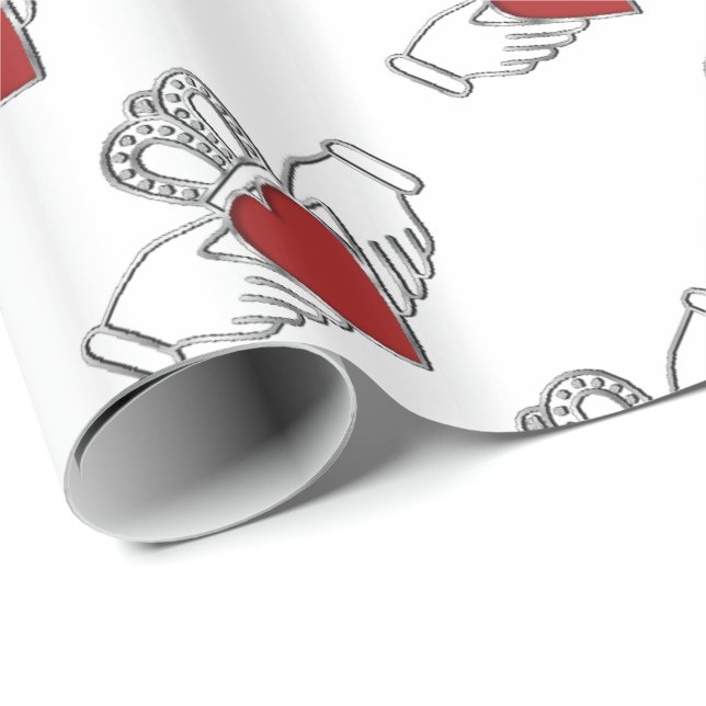 Red and White Claddagh Pattern Wrapping Paper (Roll Corner)
