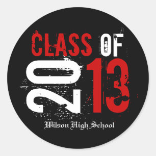 Red and White Class of 2013 Graduation Classic Round Sticker